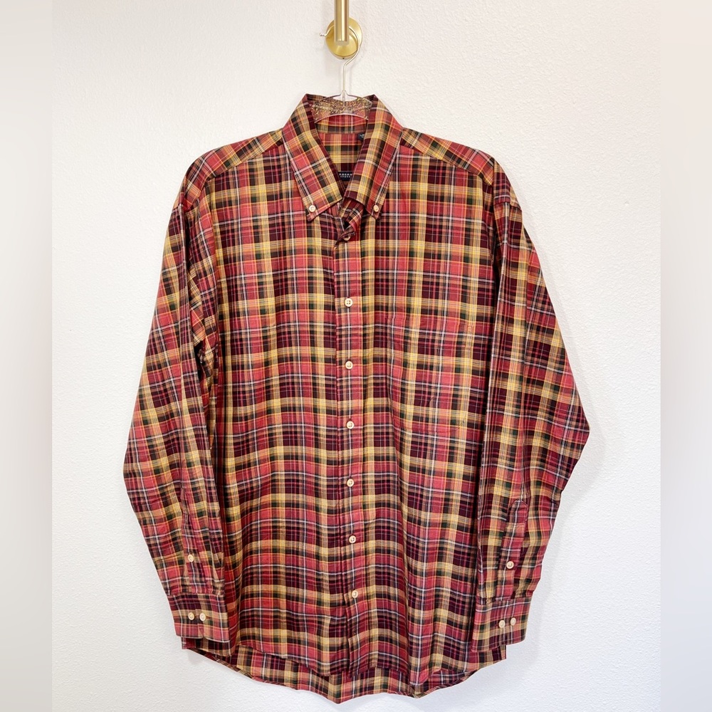 Burberry London Plaid Button Down 100% Cotton Shirt Size M